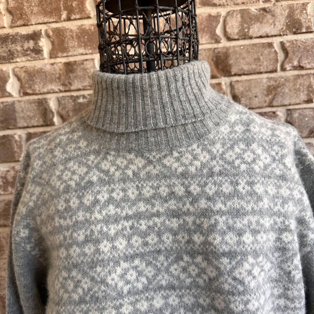VTG Jillian Jones Turtleneck Sweater Medium Gray Lambswool Angora Snowfl… - Picture 2 of 12